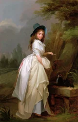 木に刻む若い女性
